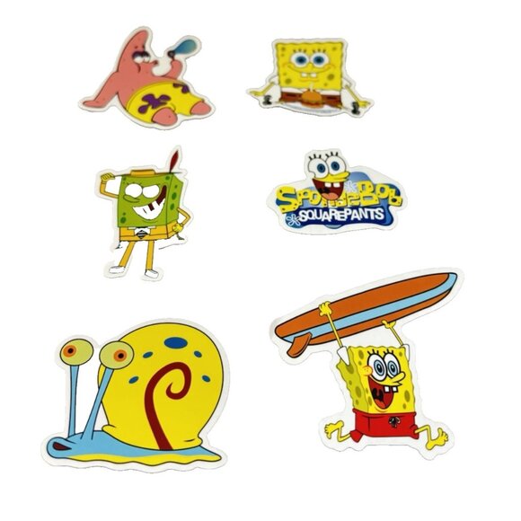 SpongeBob SquarePants 6pc Vinyl Stickers Lot Cartoon Water Bottle Laptop Decals - Picture 1 of 4